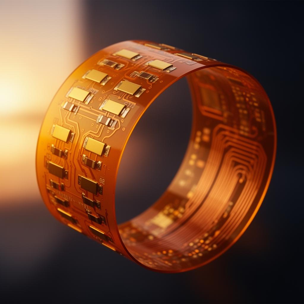 Curved orange flexible polyimide circuit